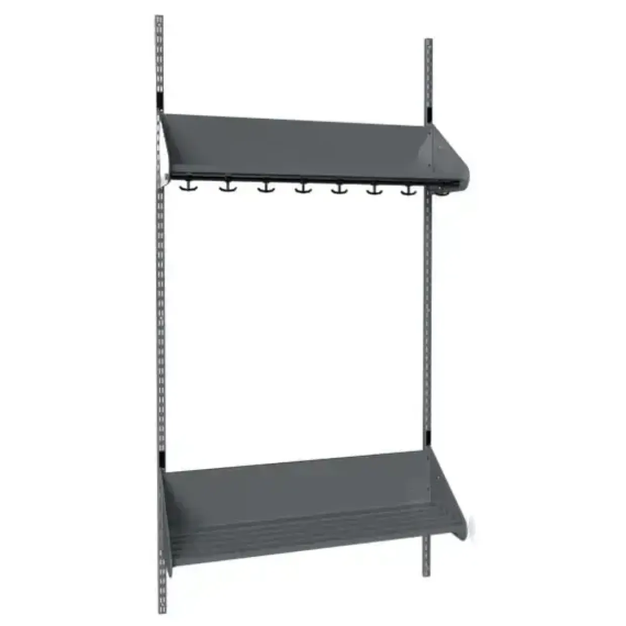 Børnegarderobe BST Kombination F, Startsektion 4 pladser B 1000 mm, mørk grå