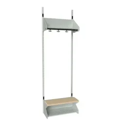 Børnegarderobe BST Kombination H, Startsektion 2 pladser B 600 mm, lys grå