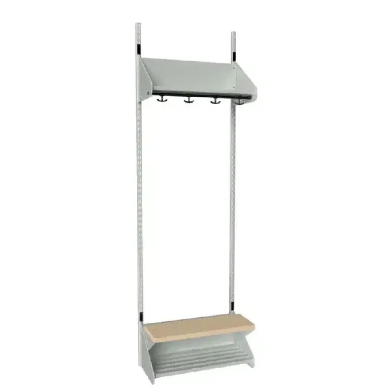 Børnegarderobe BST Kombination H, Startsektion 2 pladser B 600 mm, lys grå