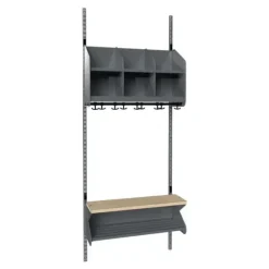 Børnegarderobe BST Kombination D, Startsektion 3 pladser B 750 mm, mørk grå