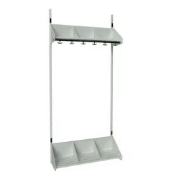 Børnegarderobe BST Kombination B, Startsektion 4 pladser B 1000 mm, lys grå