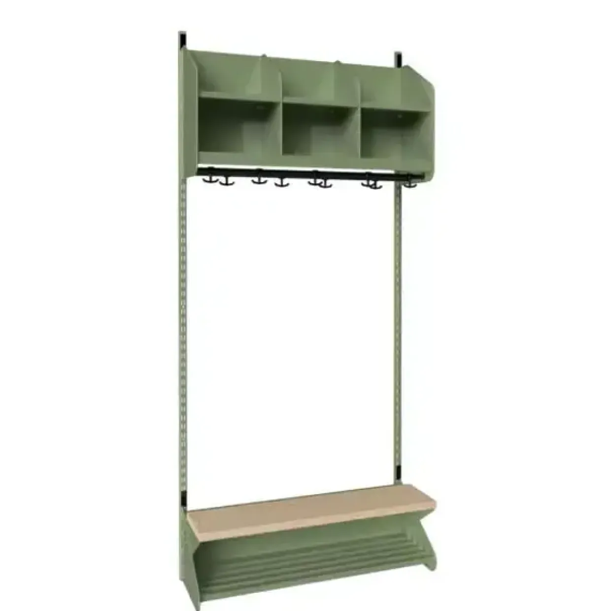Børnegarderobe BST Kombination D, Startsektion 3 pladser B 900 mm, grøn