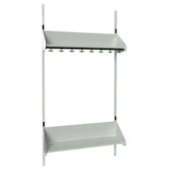 Børnegarderobe BST Kombination F, Startsektion 4 pladser B 10000 mm, lys grå