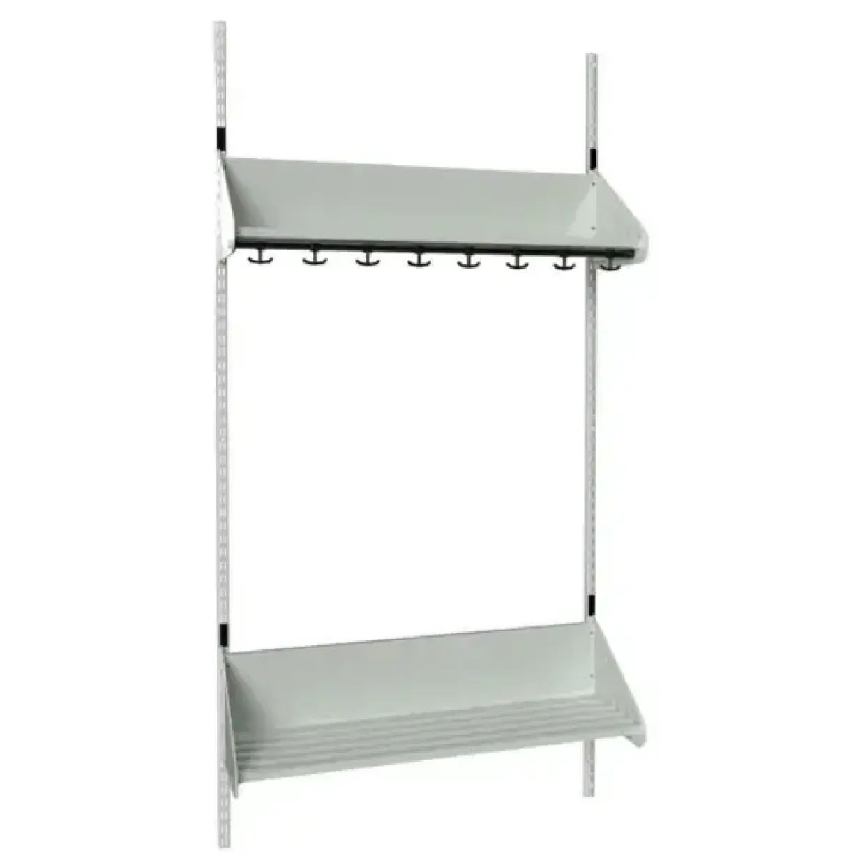 Børnegarderobe BST Kombination F, Startsektion 4 pladser B 10000 mm, lys grå