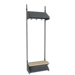 Børnegarderobe BST Kombination H, Startsektion 2 pladser B 600 mm, mørk grå