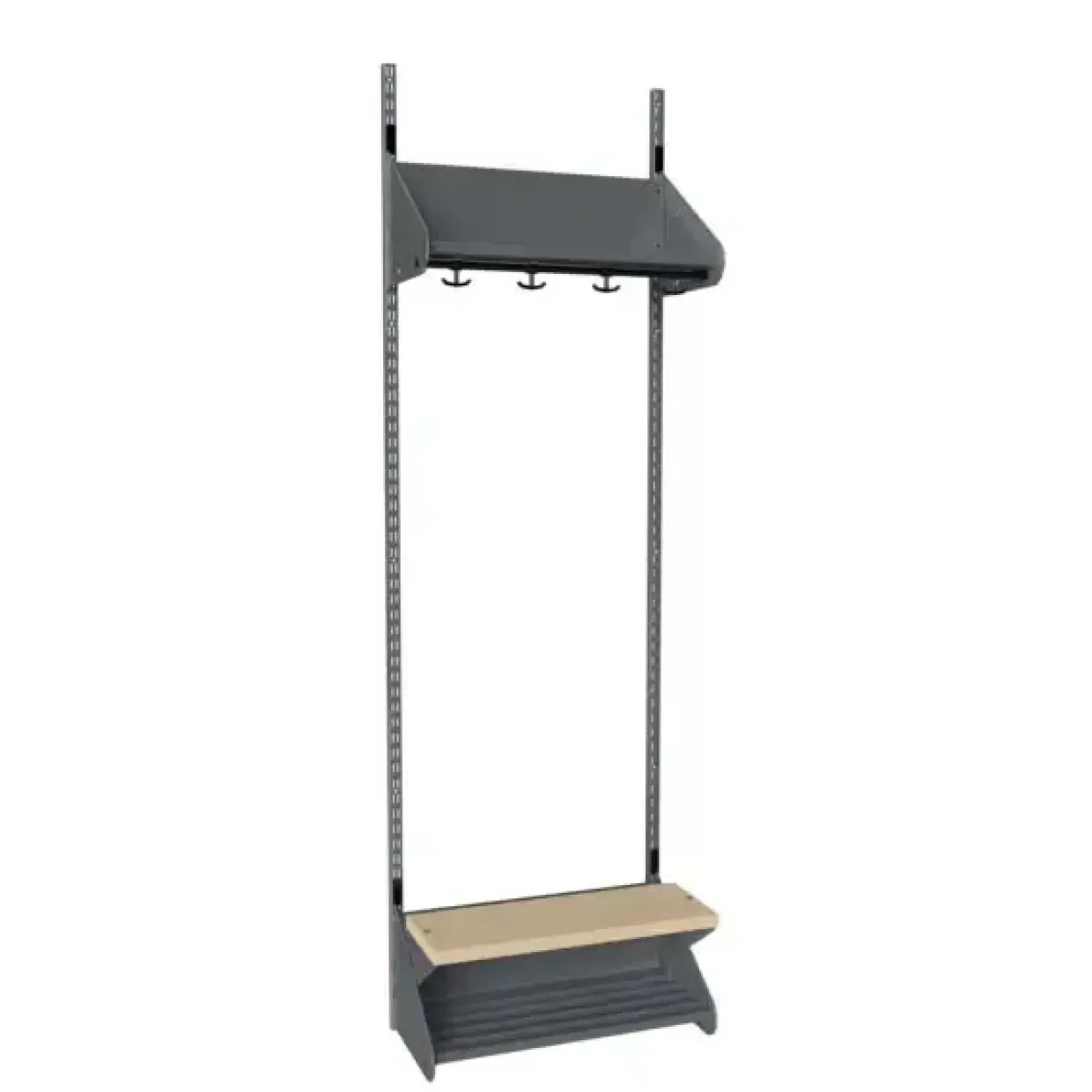 Børnegarderobe BST Kombination H, Startsektion 2 pladser B 600 mm, mørk grå