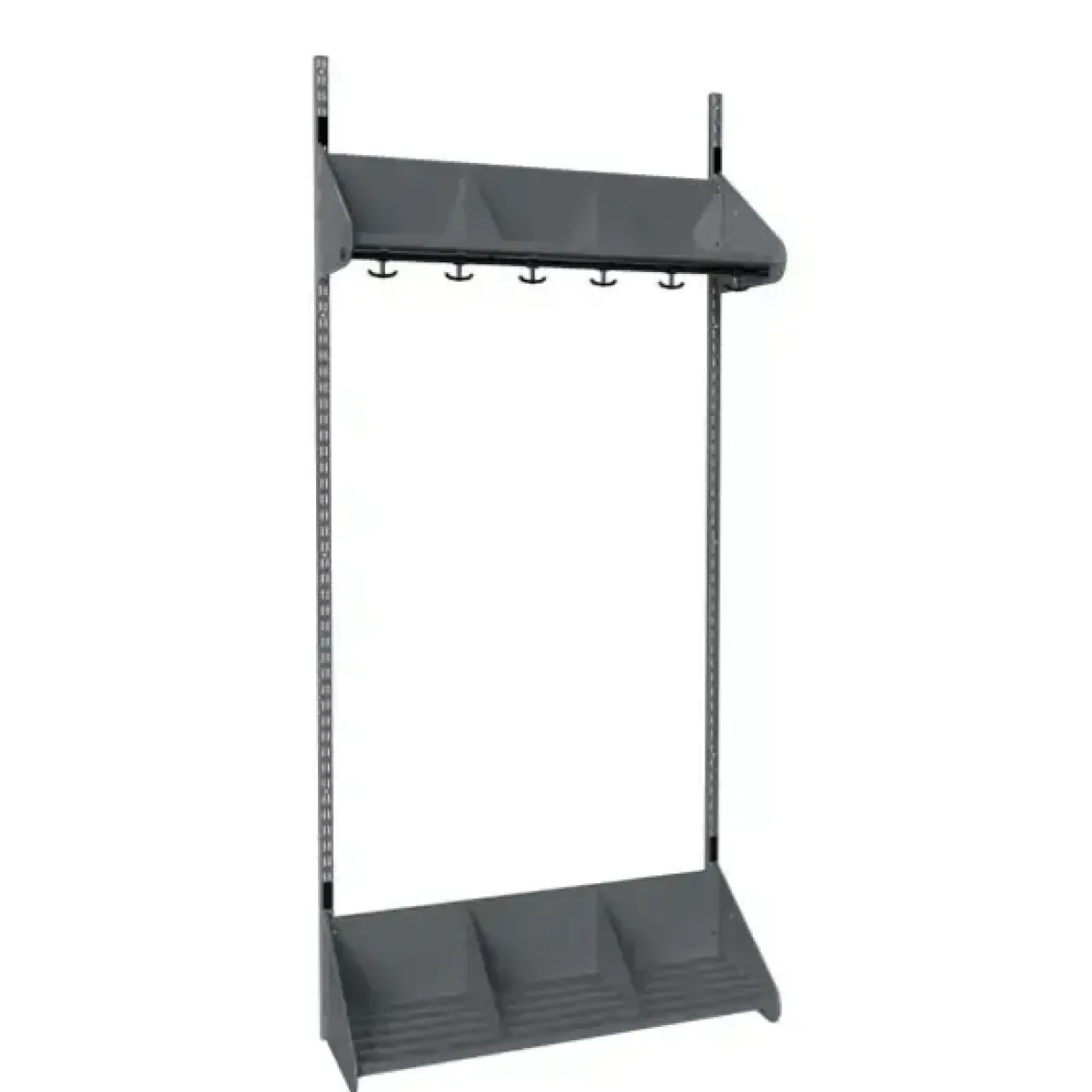 Børnegarderobe BST Kombination E, Startsektion 3 pladser B 900 mm, mørk grå