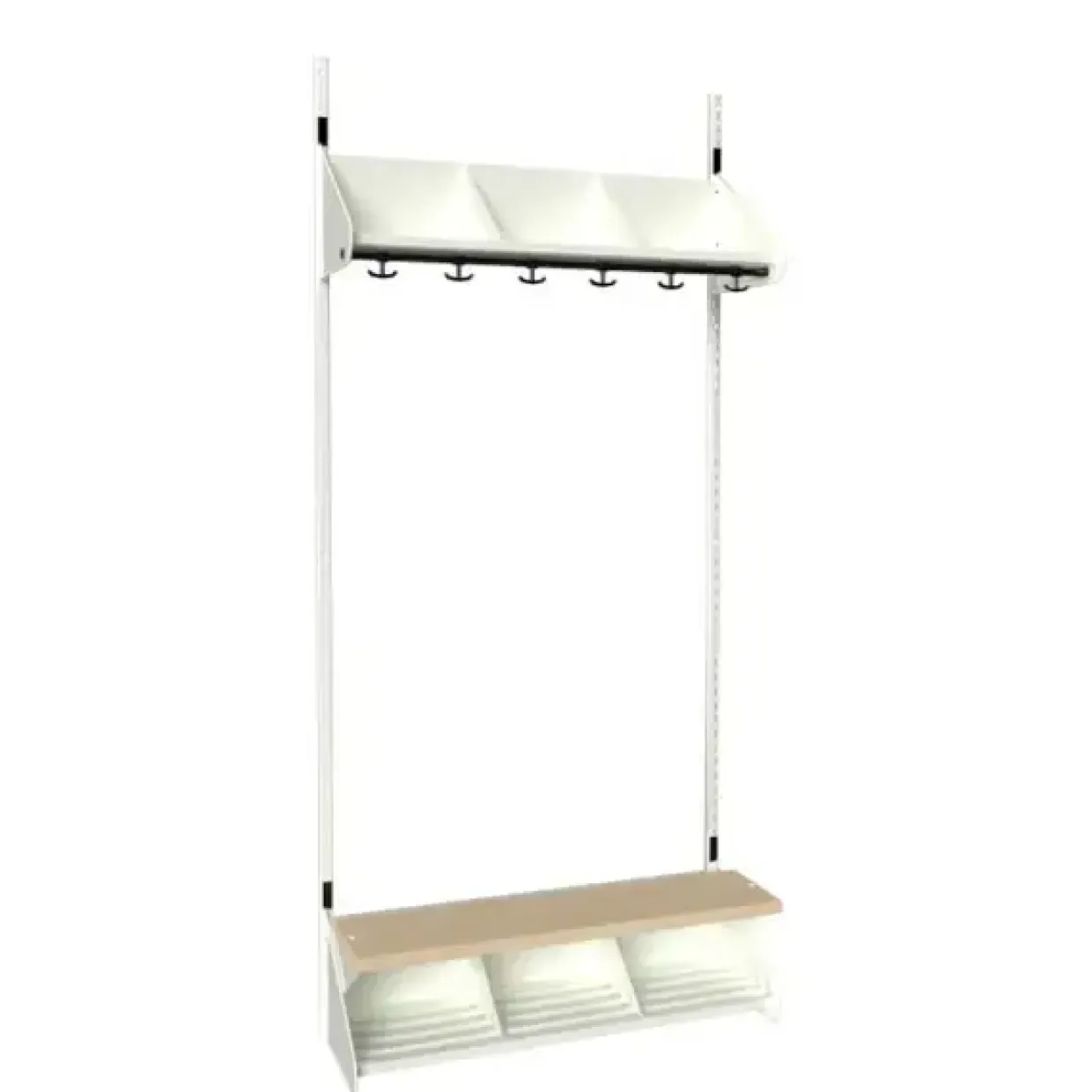 Børnegarderobe BST Kombination G, Startsektion 3 pladser B 900 mm, hvid