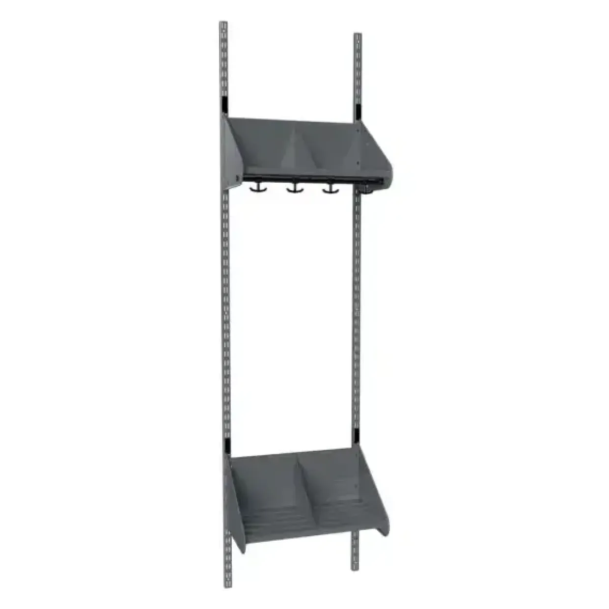 Børnegarderobe BST Kombination E, Startsektion 2 pladser B 500 mm, mørk grå