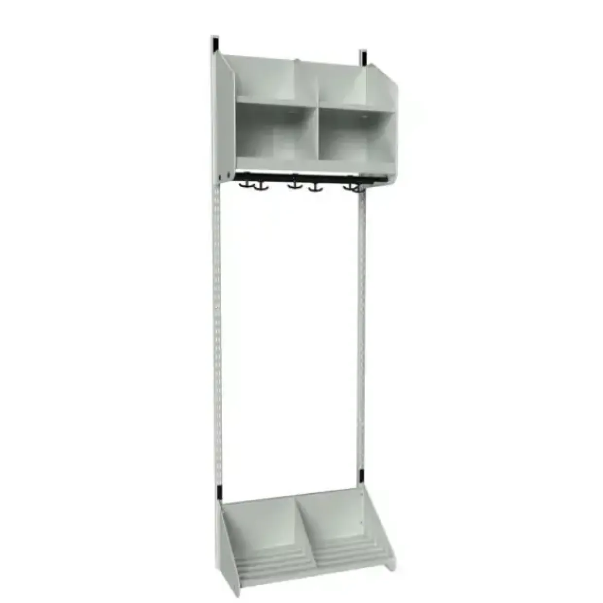 Børnegarderobe BST Kombination H, Startsektion 4 pladser B 10000 mm, lys grå