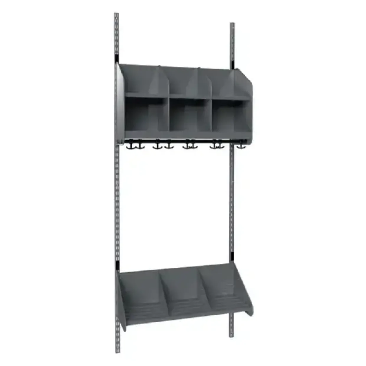 Børnegarderobe BST Kombination D, Startsektion 3 pladser B 900 mm, mørk grå
