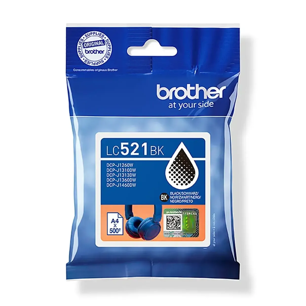 Brother LC521BK, Blækpatron, Sort - Til DCP-J1310DW