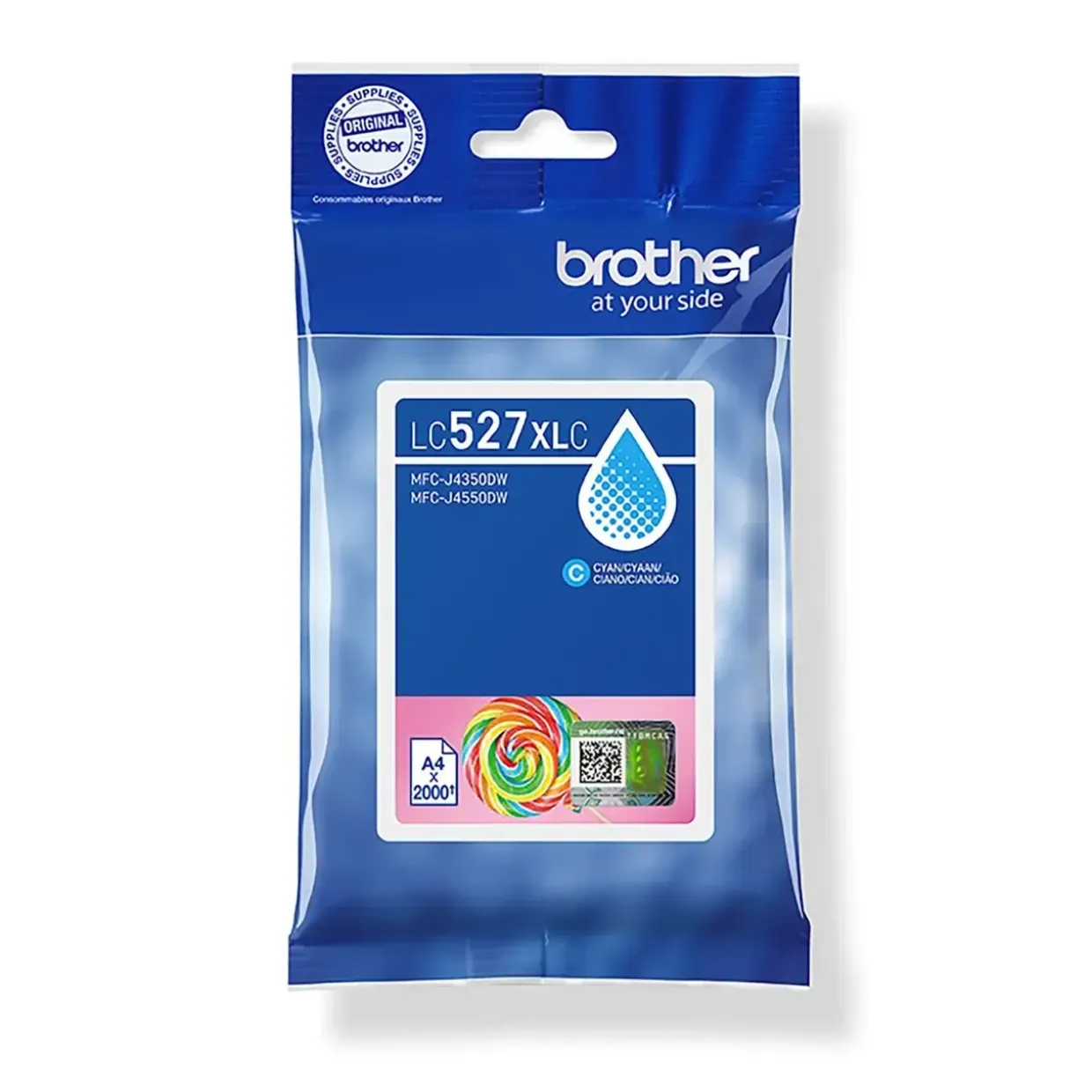 Brother LC527XLC, Blækpatron, Cyan, 2000 sider