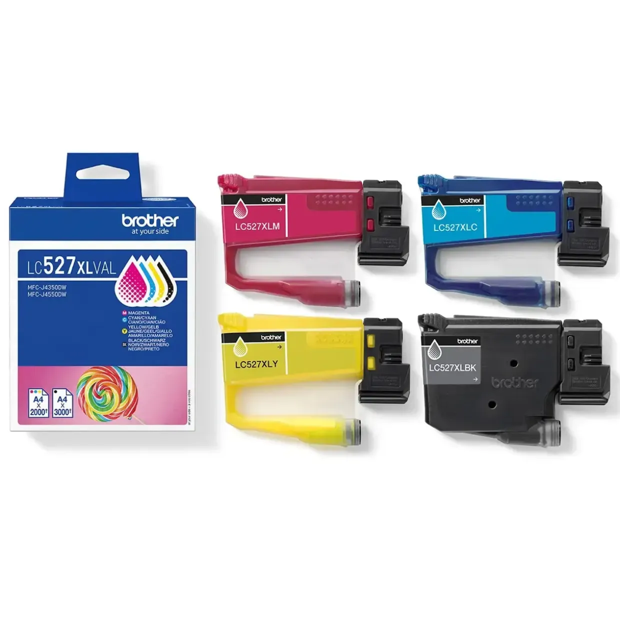 Brother LC527XLVAL, Blækpatron, CMYK, Multipack