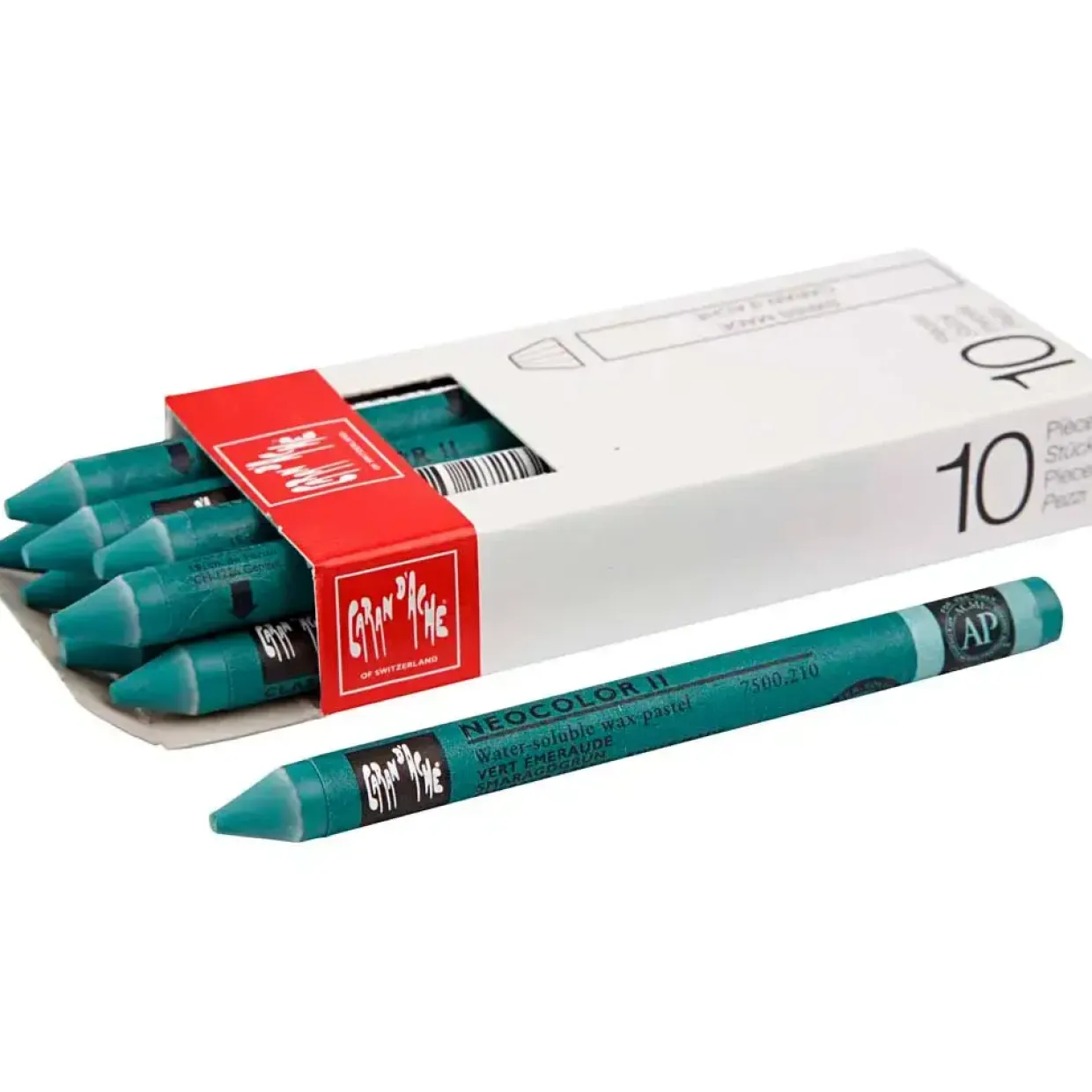 Caran d'Ache - Neocolor II tykkelse 8 mm L: 10 cm emerald green (210) smaragdgrøn - 10stk.