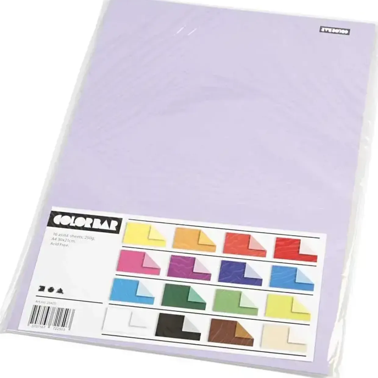 Color Bar rivekarton, A4 21x30 cm, 250 g, ensfarvet karton, 16ass. ark