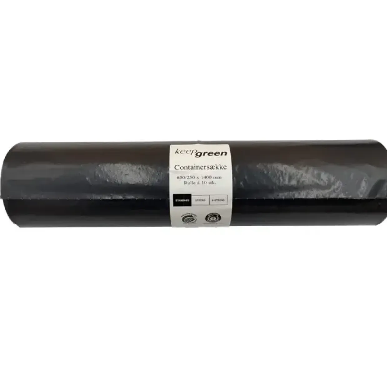 Containersæk KeepGreen 240ltr B650/250xL1400mm 40my Standard Sort - 12 rl x 10 stk/krt