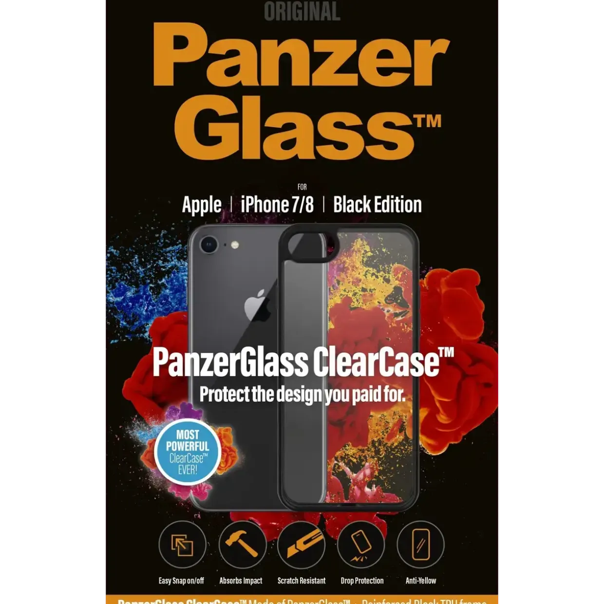 Cover - PanzerGlass ClearCase m/sort ramme - iPhone 8/7