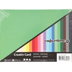 Creativ karton, A5 15x21 cm, 180 g, ass. farver, 60ass. ark