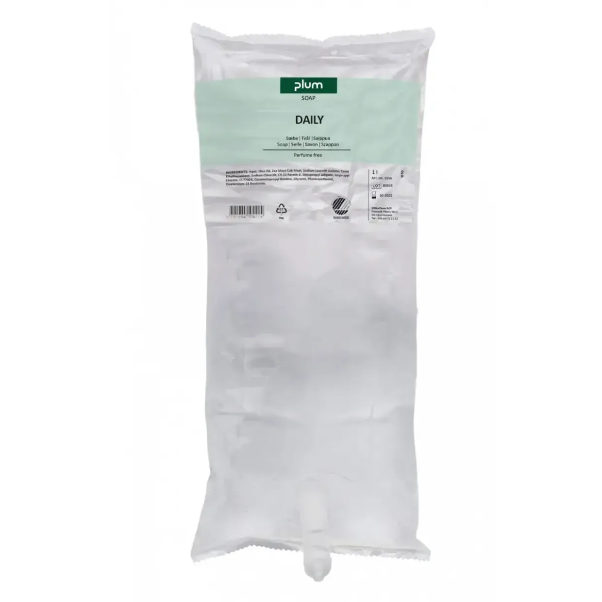 Cremesæbe Plum Daily til CombiPlum dispenser Svanemærket uden Parfume 1 ltr - 6 fl x 1 ltr/krt