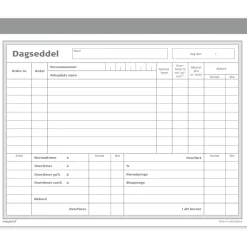 Dagsseddel - 200 x 148 mm - Med kopi og karbonpapir - 5 blokke á 50 ark