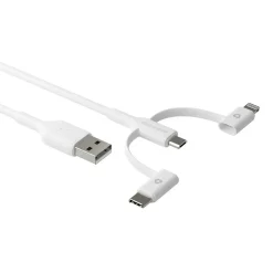 Dbramante1928 Re-charge - 3in1 Cable–USB A to USB-A,C & Lightn-W, hvid