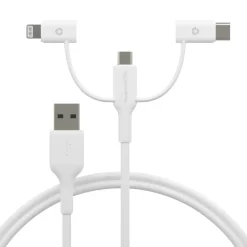 Dbramante1928 Re-charge - 3in1 Cable–USB A to USB-A,C & Lightn-W, hvid
