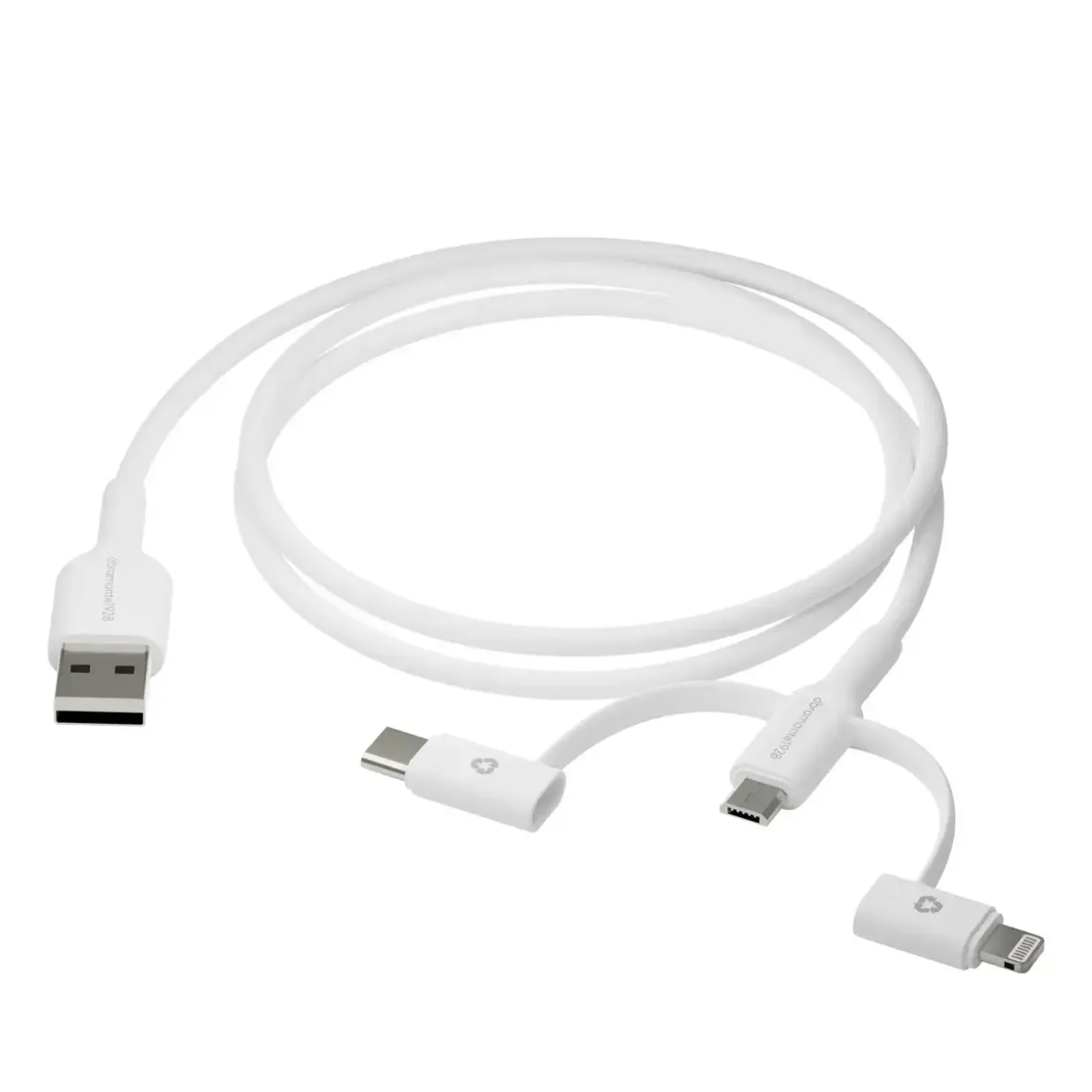 Dbramante1928 Re-charge - 3in1 Cable–USB A to USB-A,C & Lightn-W, hvid