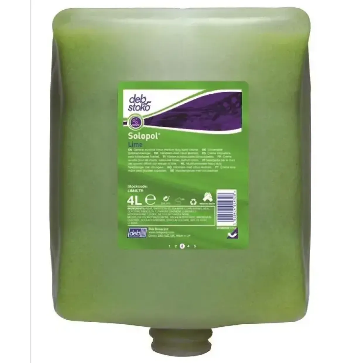Deb Stoko Solopol Lime Håndrens LIM4Ltr - 4 liter patron - 4 stk