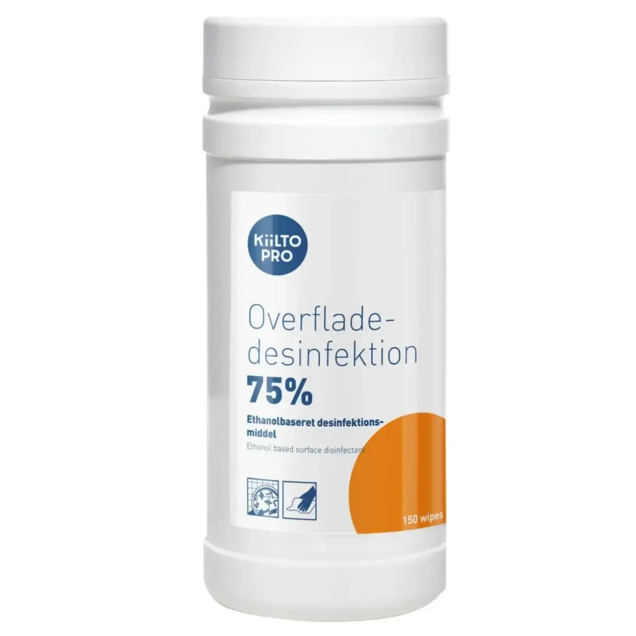 Desinfektion Serviet Kiilto Pro Overfladedesinfektion 75% 20x20cm Fødevaregodk. - 6 ds x 150 stk/krt