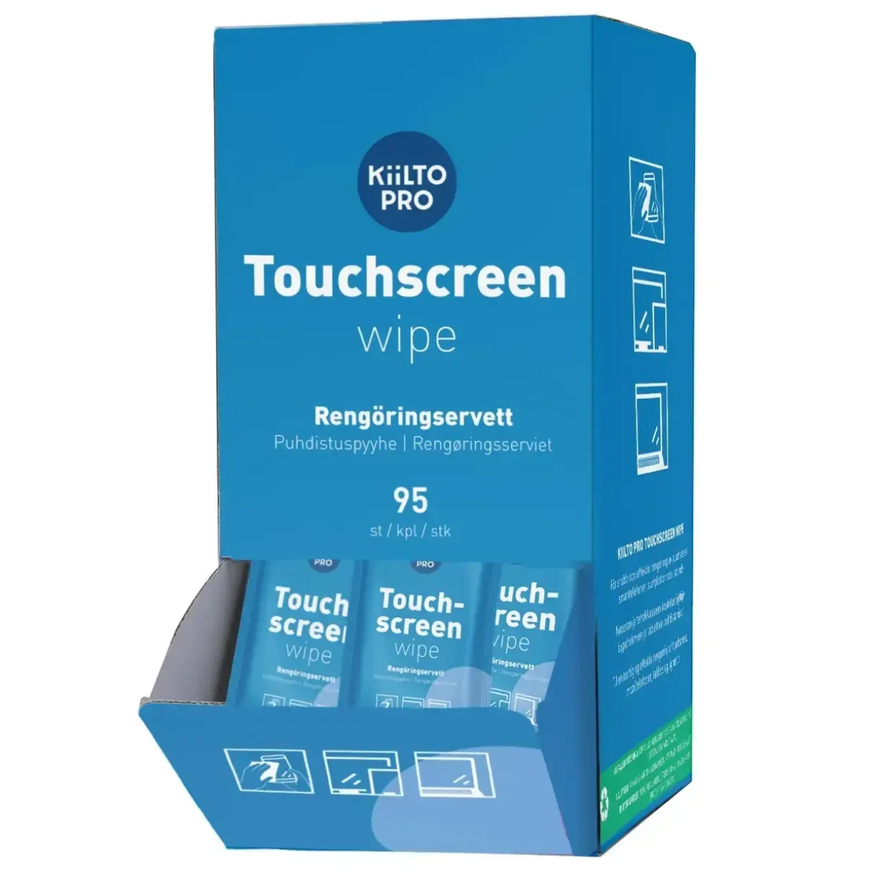 Desinfektion Serviet Kiilto Pro Touchscreen Wipes 17x19cm med IPA Enkeltpakket - 95 stk/bk