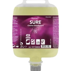 Desinfektionsmiddel, Diversey, SURE Cleaner Disinfectant, 2L, uden farve og parfume - 3 stk