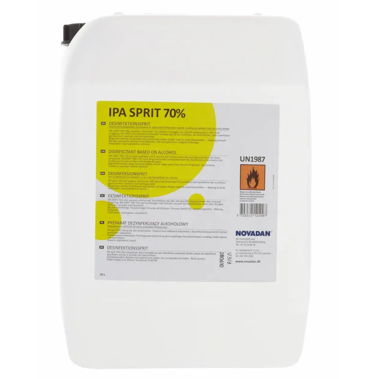Desinfektionsmiddel - Novadan IPA Sprit 70% - 20 liter
