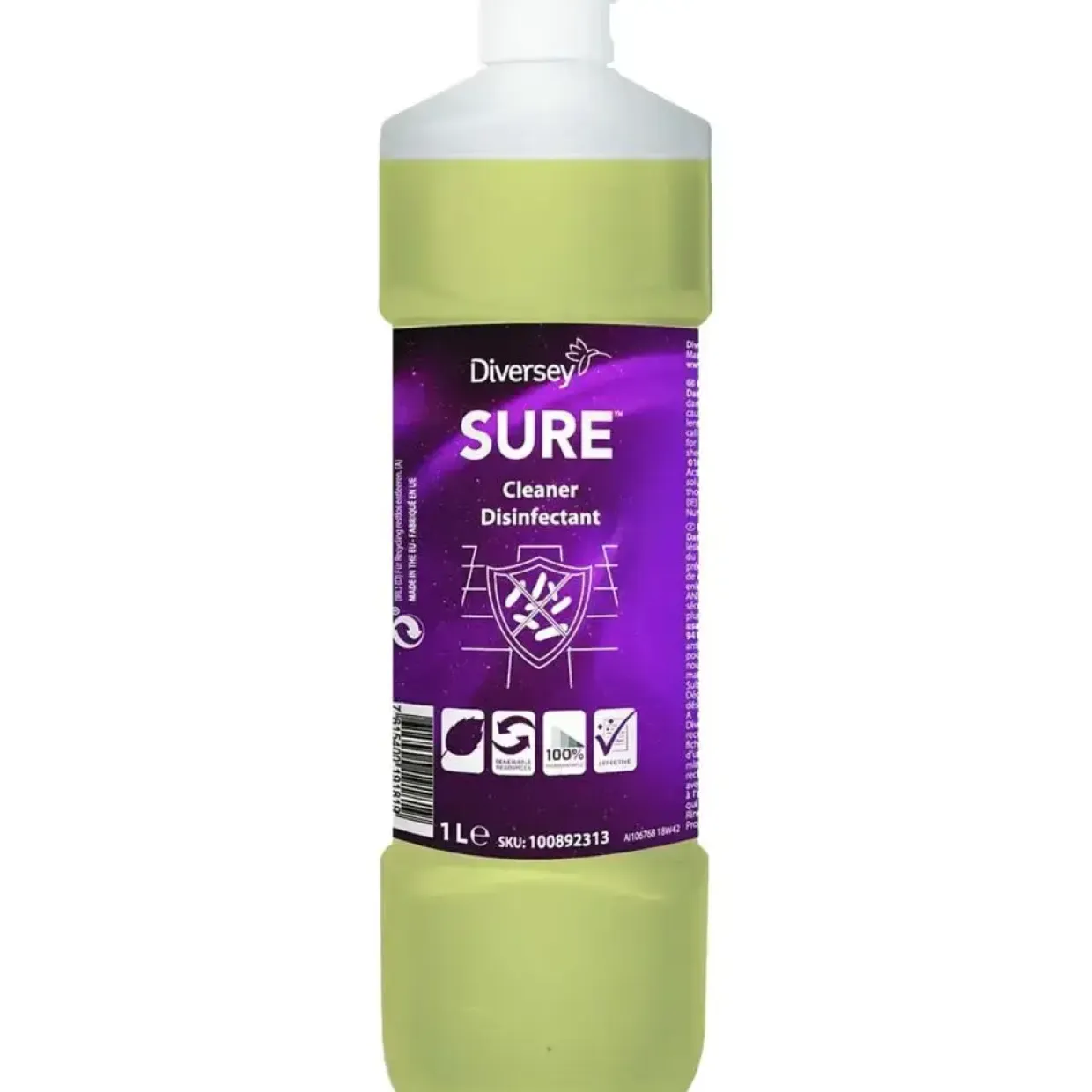 Desinfektions- og rengøringsmiddel - Diversey SURE Cleaner Disinfectant - 1 l - 6 stk