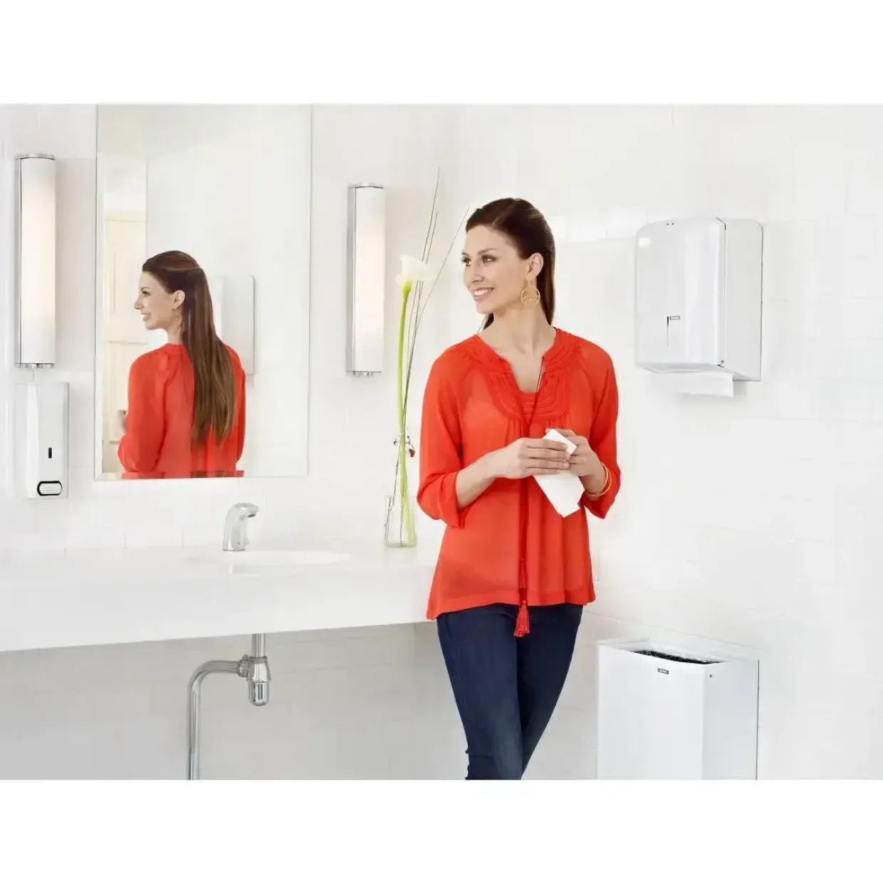 Dispenser, Katrin 988113, Dispenser til håndklædeark nonstop hvid, Maxi, 13,2x27,5x33cm