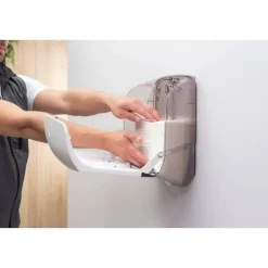 Dispenser, Katrin 88942, S, 13,5x30x30,3cm, hvid, plast, til alle håndklædeark