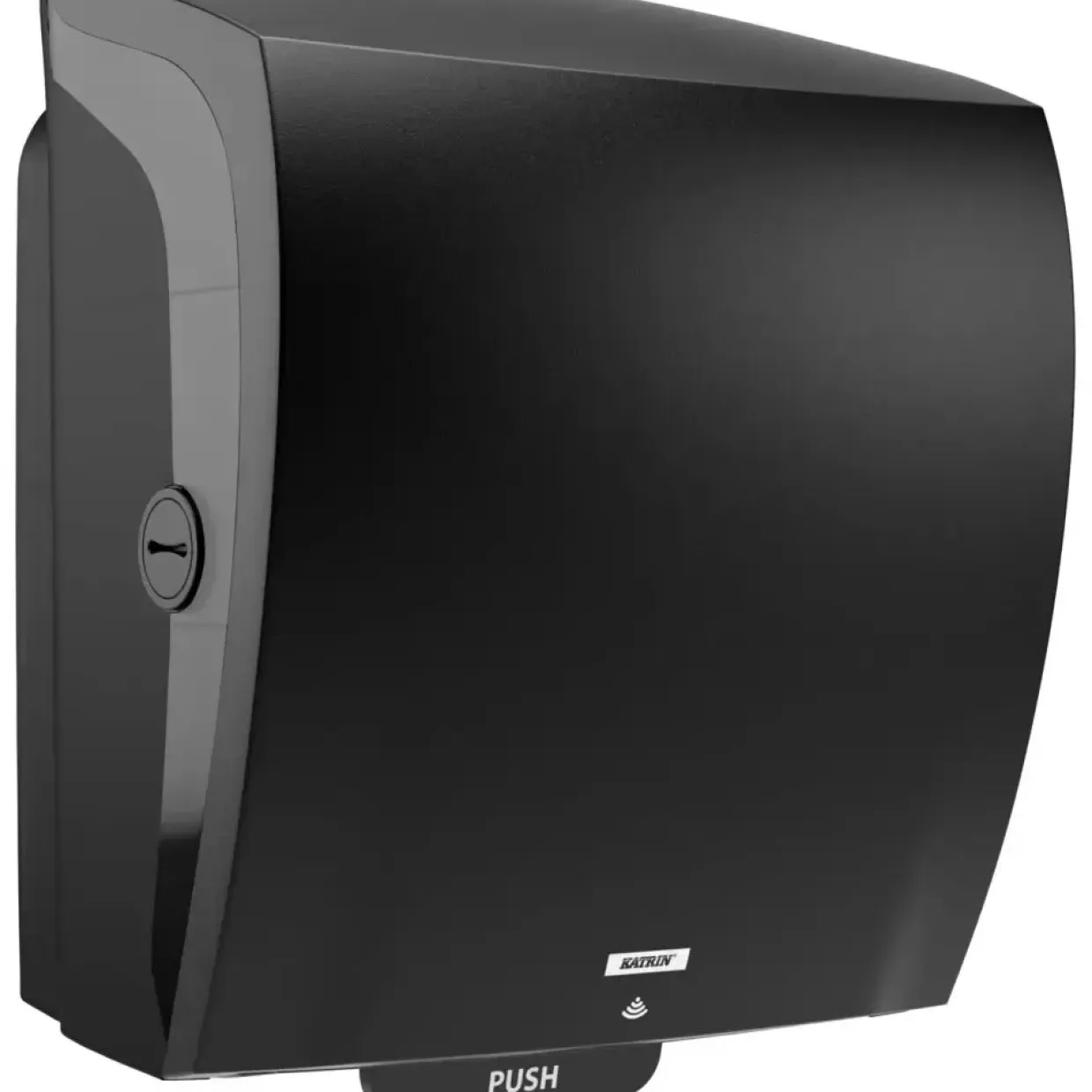 Dispenser, Katrin, 21,6x32,2x39,7cm, sort, plast, til håndklæderuller