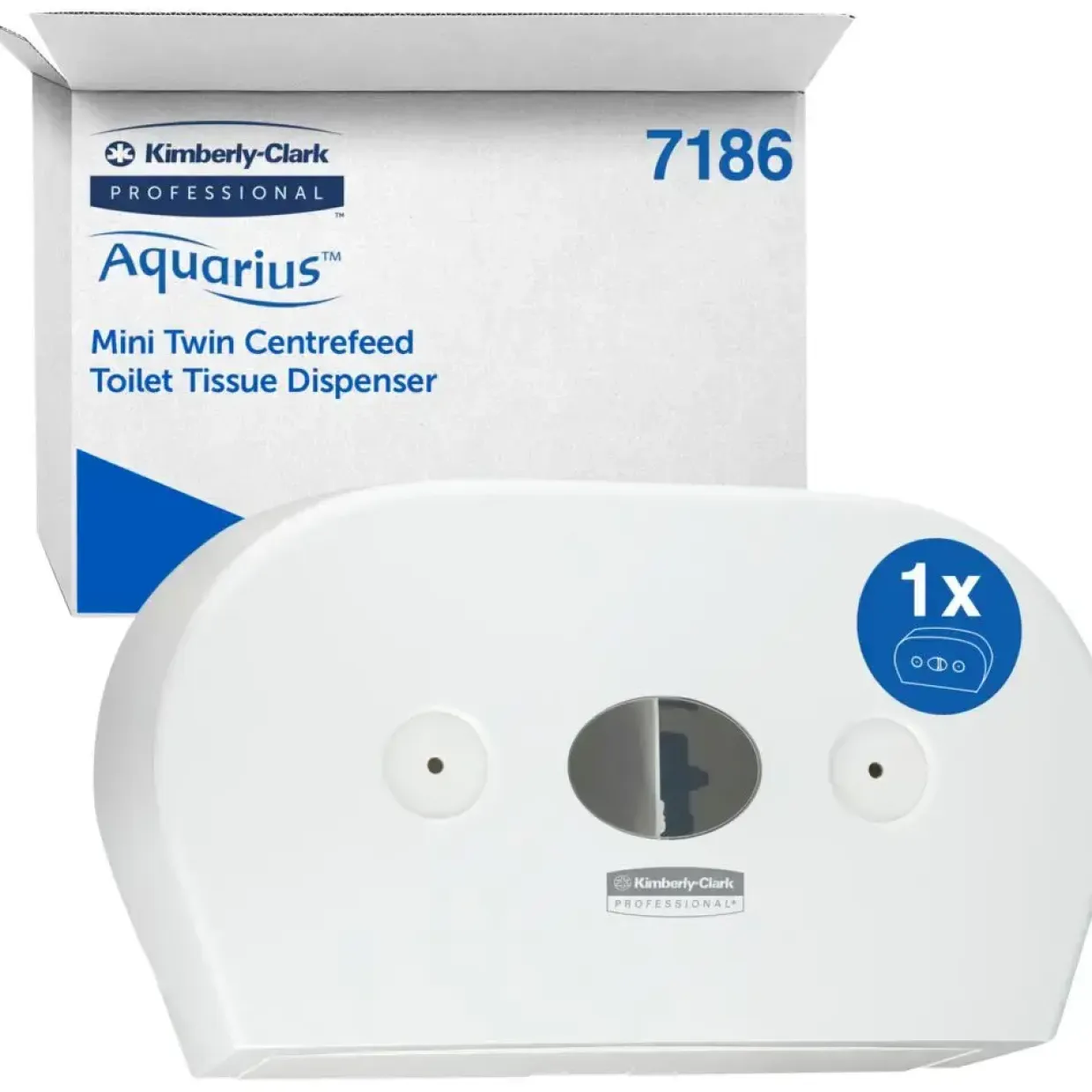 Dispenser, Kimberly-Clark Aquarius, Midi, 13,3x46,4x27,4cm, hvid, til toiletpapir med centertræk - 1 stk