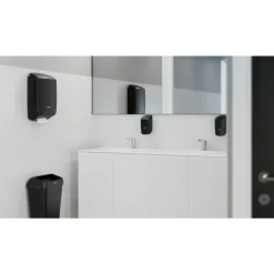 Dispenser til håndklædeark, Katrin 77434, Midi. sort plast maks dybde 10,2 cm og maks bredde 24 cm