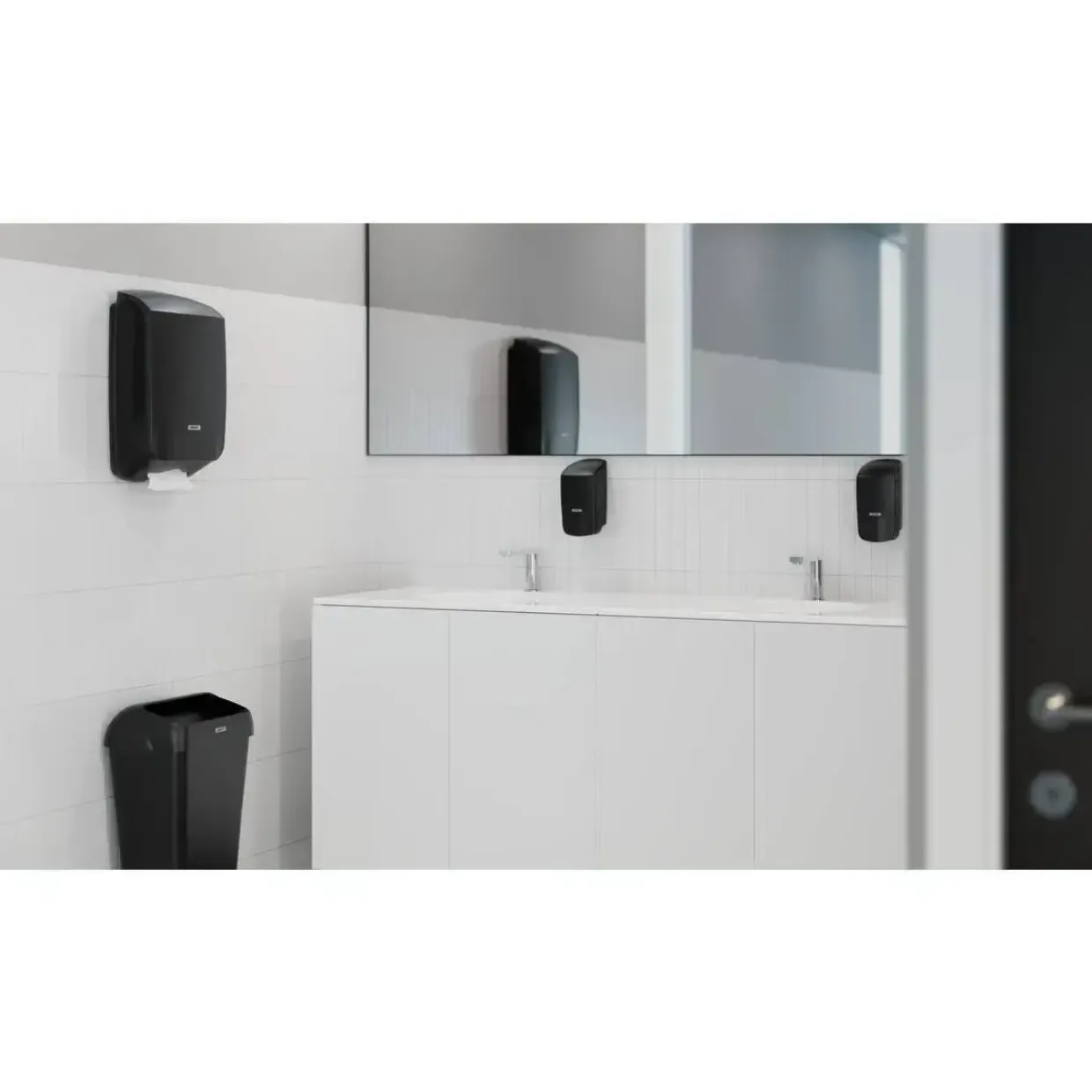 Dispenser til håndklædeark, Katrin 77434, Midi. sort plast maks dybde 10,2 cm og maks bredde 24 cm