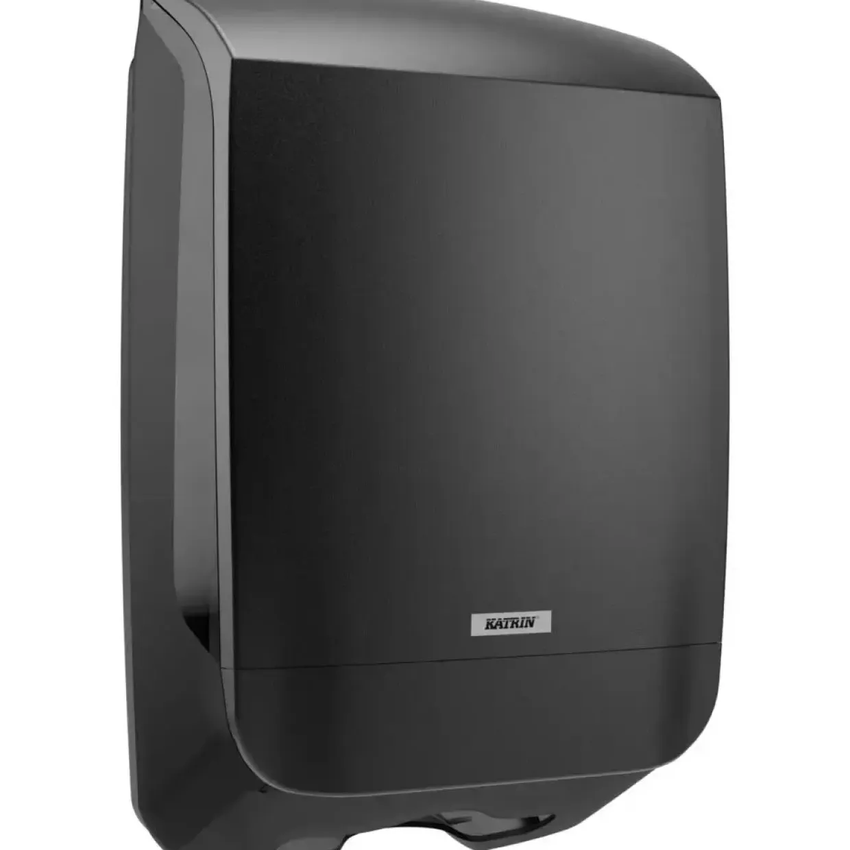 Dispenser til håndklædeark, Katrin 77434, Midi. sort plast maks dybde 10,2 cm og maks bredde 24 cm