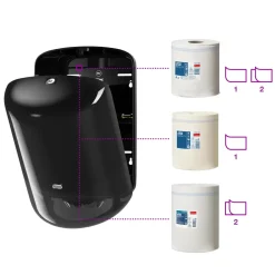 Dispenser Tork M2 559008 sort- til midi håndklæderuller