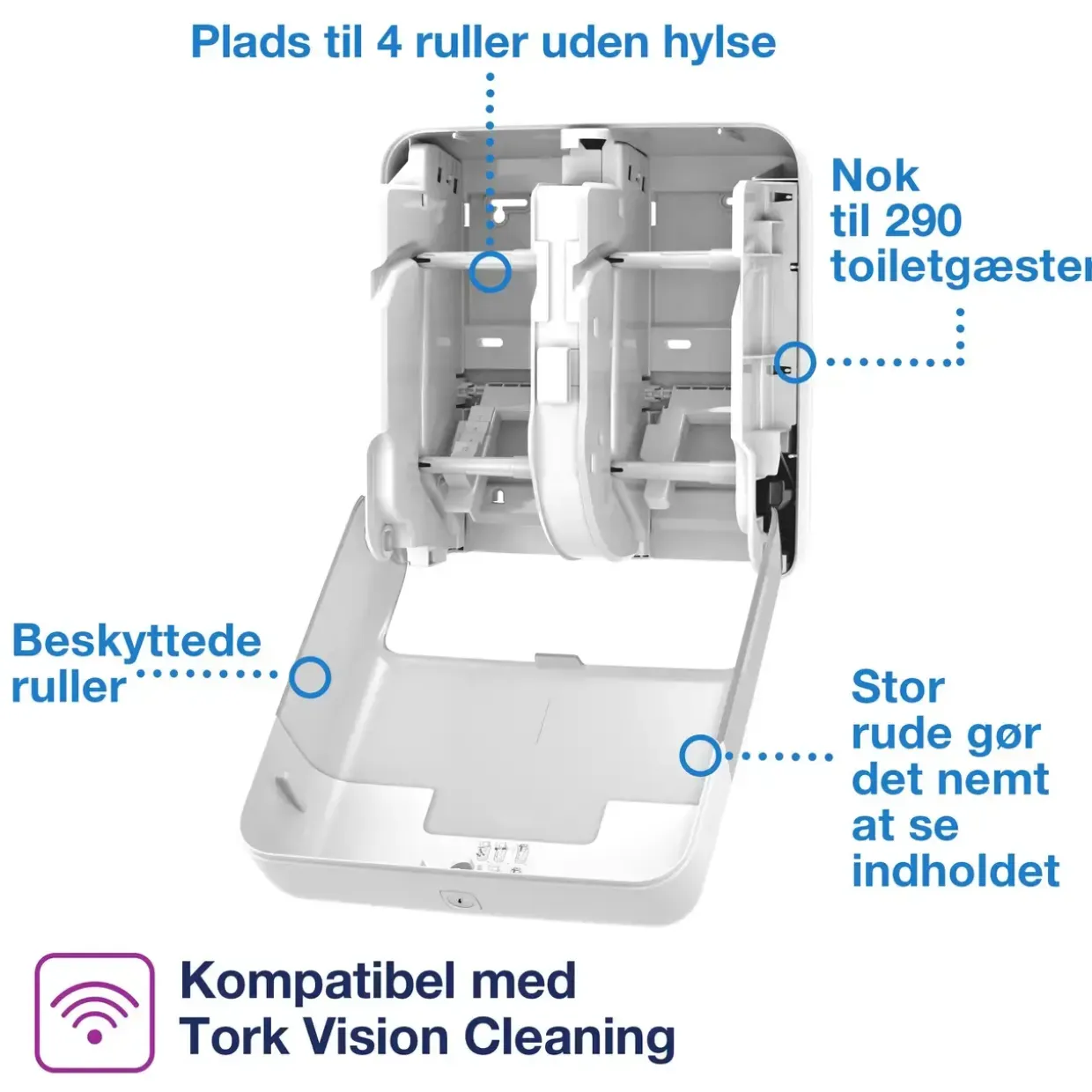 Dispenser Tork OptiServe T7 hvid 4 ruller u/hylse 558051