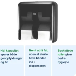 Dispenser Tork OptiServe T7 sort 4 ruller u/hylse 558052