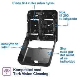 Dispenser Tork OptiServe T7 sort 4 ruller u/hylse 558052