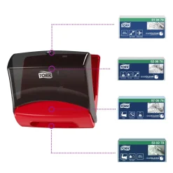Dispenser Tork 654008 Top-Pak - sort og rød