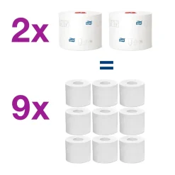 Dispenser - Tork 557500 T6 - Til 2 ruller toiletpapir - Automatisk rulleskift - Hvid - Plast