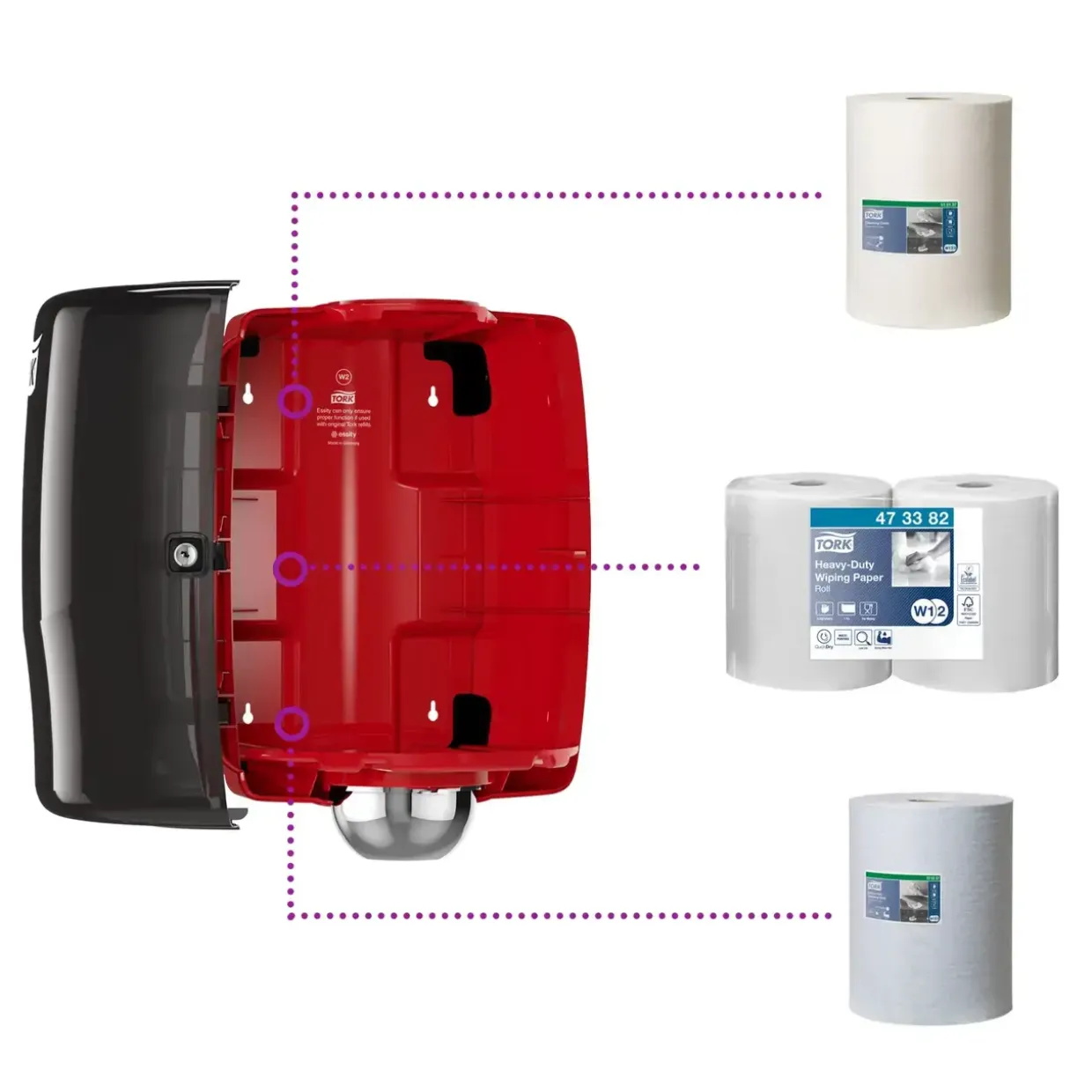 Dispenser Tork W4 653008 rød og sort midi
