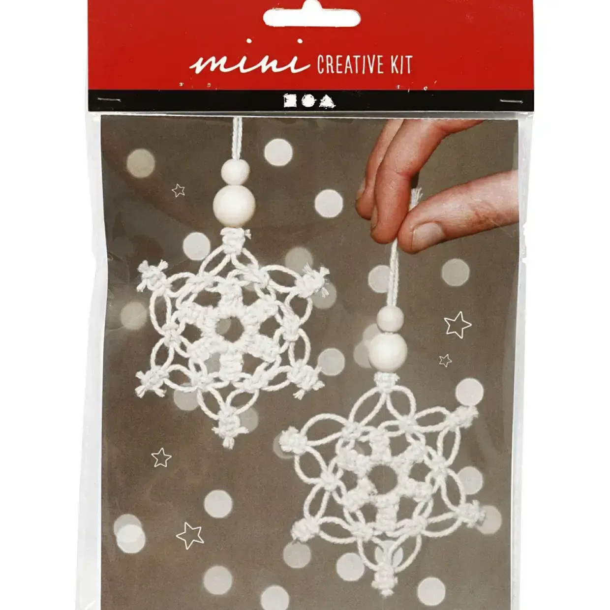 DIY julepynt kreativt minikit H: 10 cm macramé iskrystal 2stk