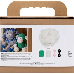 DIY Kit Amigurumi, Abe, grøn, off hvid, 1 pk.